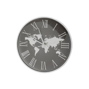 Orologio da Parete Mappamondo 30x30 cm Design Moderno con Numeri Romani Nero e Bianco Decorativo per Soggiorno Ufficio Camera e Studio