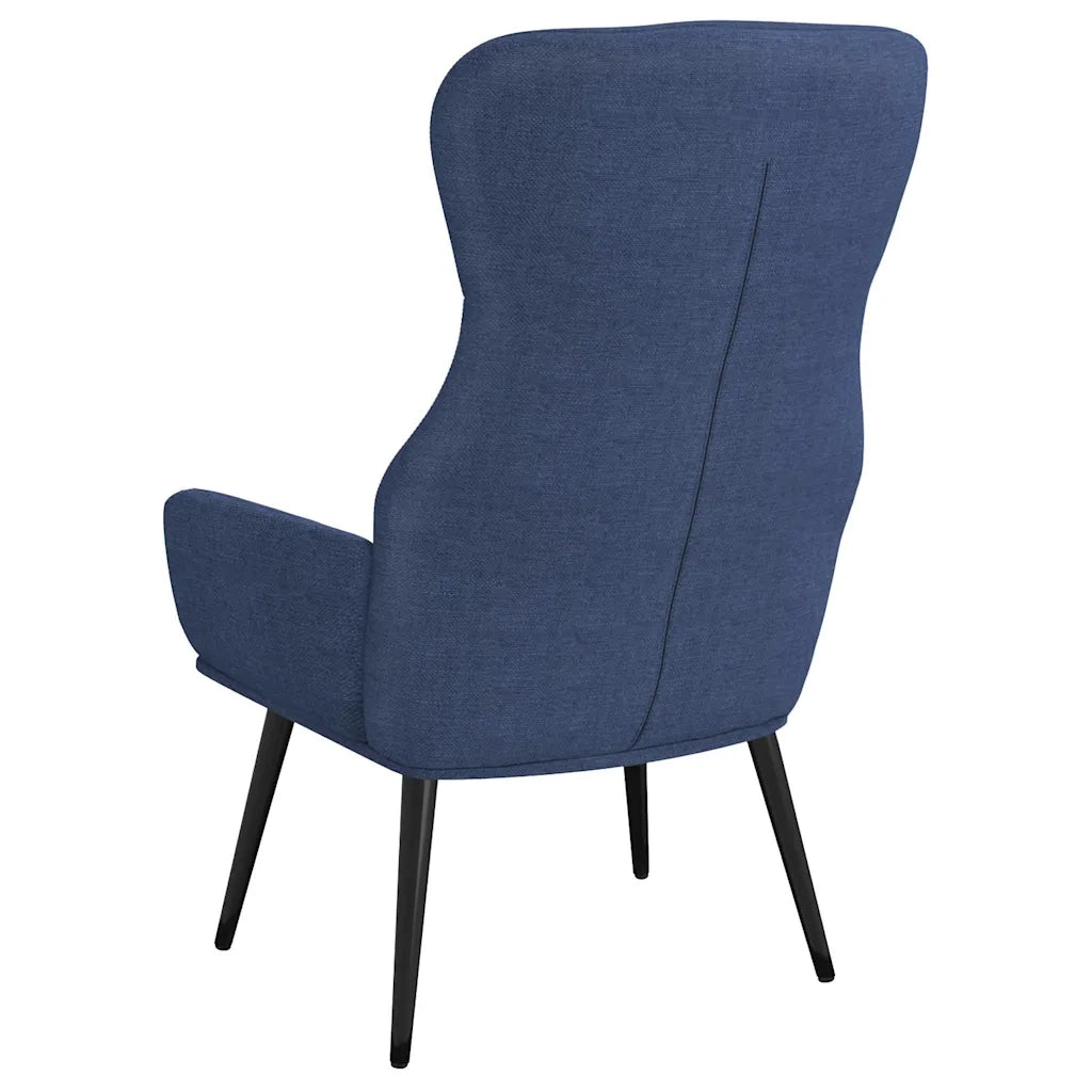 Divano Sedia-Poltrona Relax con Poggiapiedi Blu in Tessuto 366752