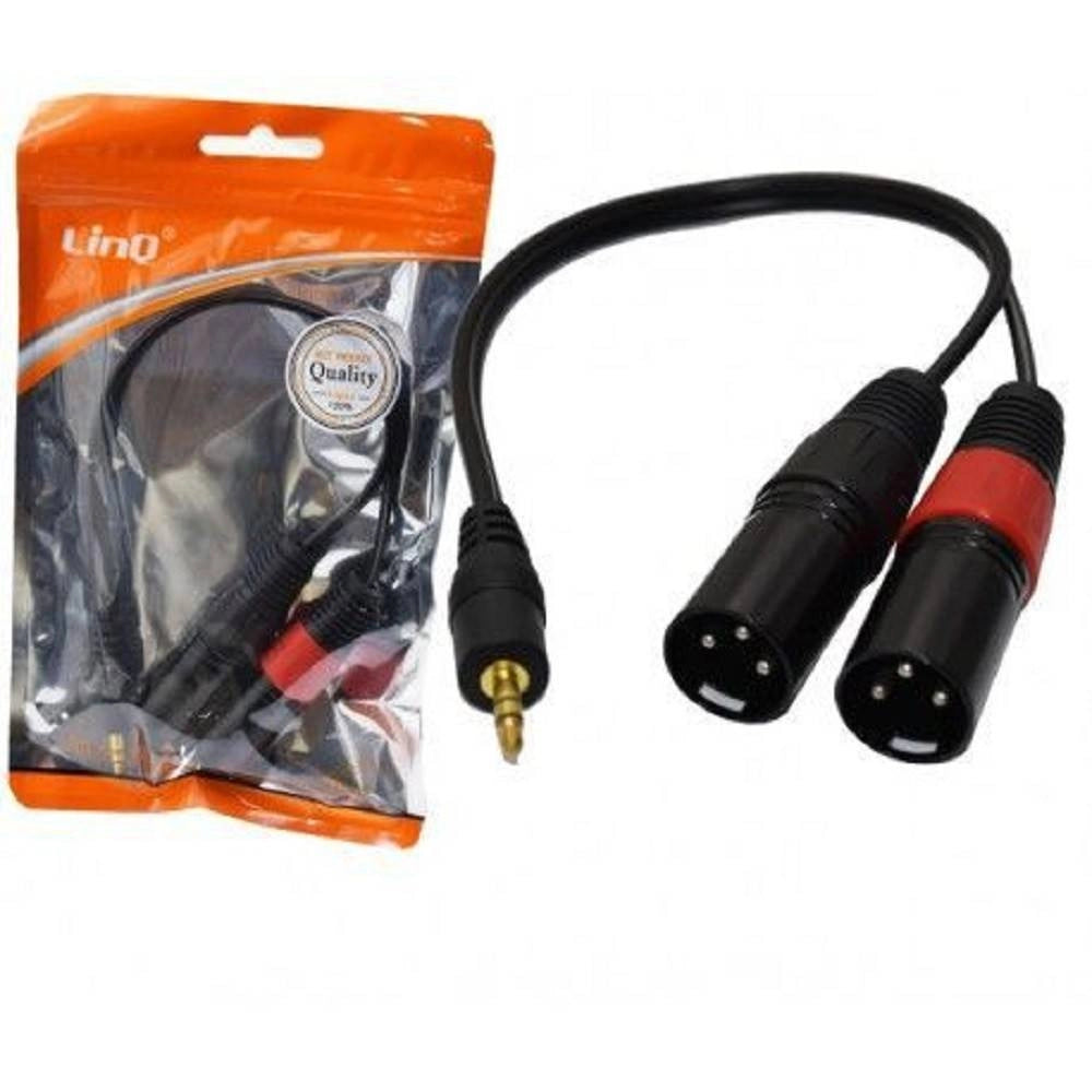 Trade Shop - Cavo Adattatore Audio Da 2 Xlr Maschio A Jack Aux 3,5mm Maschio Microfono Kl-9224 -