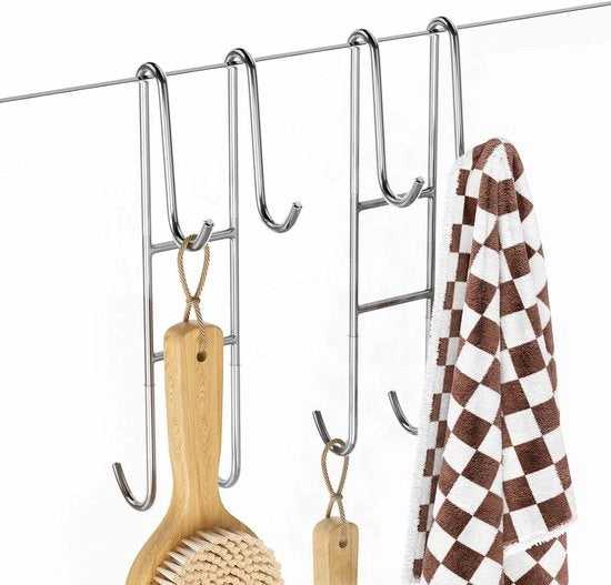 Set di 2 ganci per docce in vetro per porte docce - Asciugamani appesi - Accessori per la stanza da bagno - Color argento