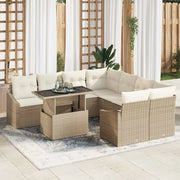 Set Divano da Giardino 9 pcs Beige e Crema polyrattan 3348977