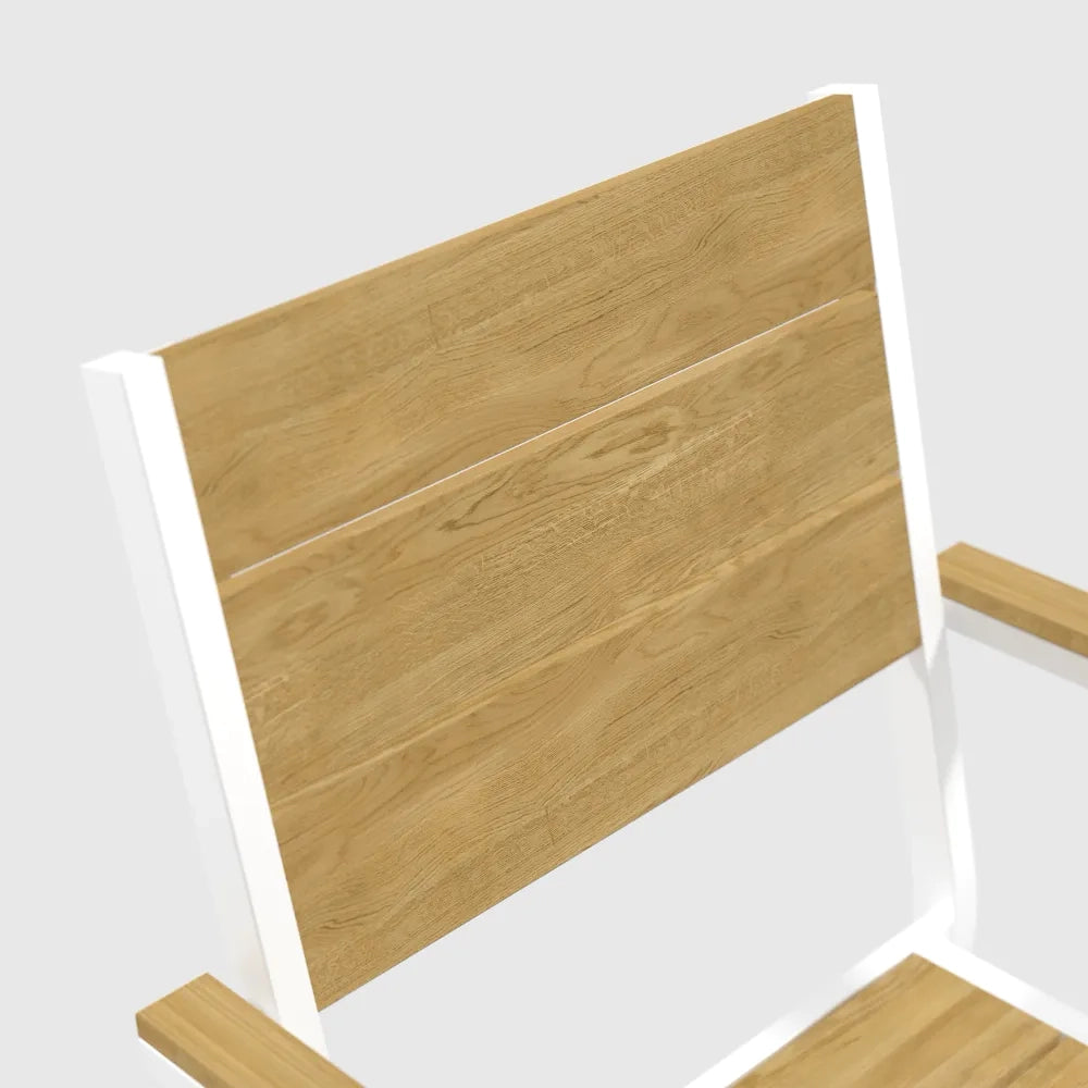 Sedia da esterno a doghe in polywood bianca | Camir