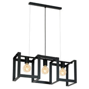 Lampada a sospensione loft nera 66cm Kartel 3xE27 Luminex