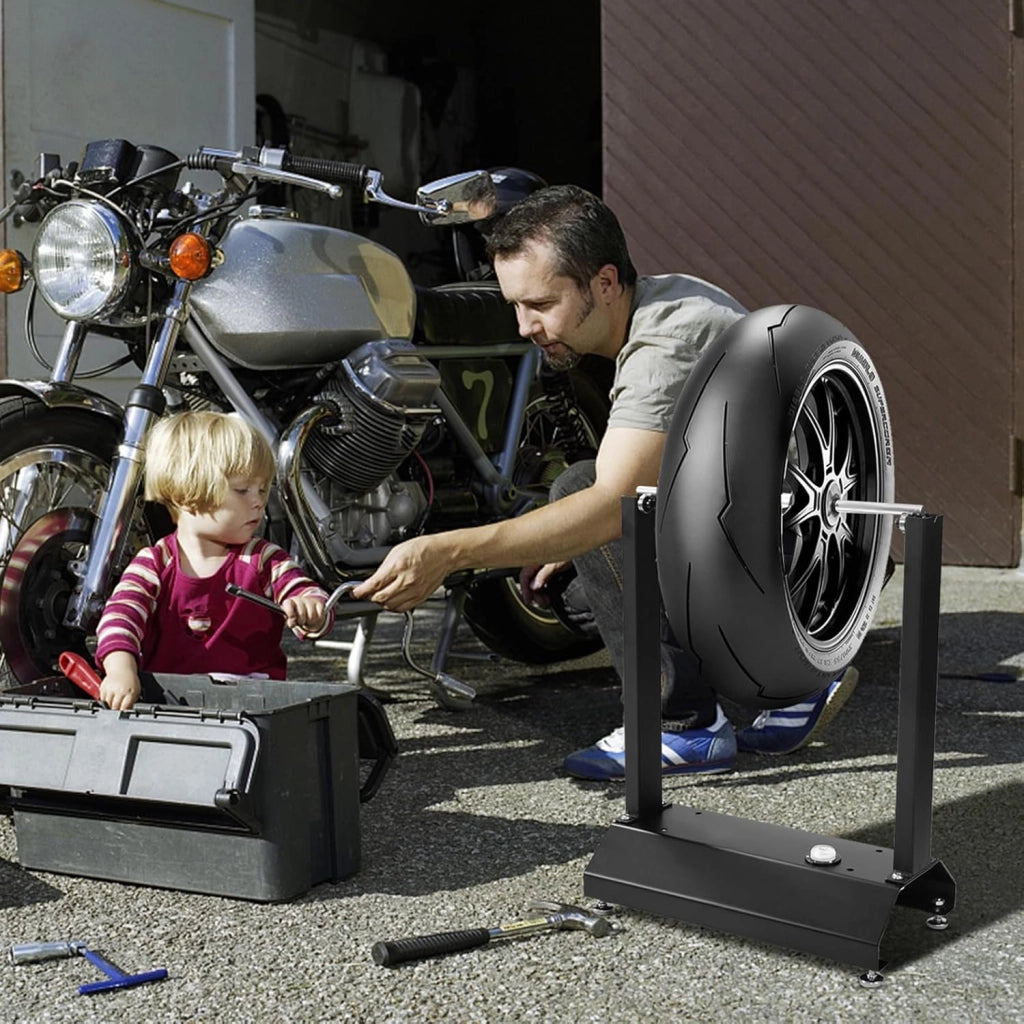 COSTWAY Equilibratrice per Ruote di Bici e Moto, Equilibratrice Statica con Base e Coni Regolabili, Equilibratrice Portatile per Bilanciare Pneumatici di Moto e Bici