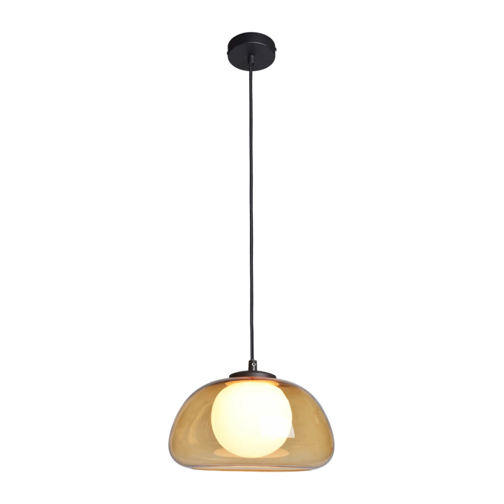 Lampada a sospensione AINALE Italux vetro ambra nero G9