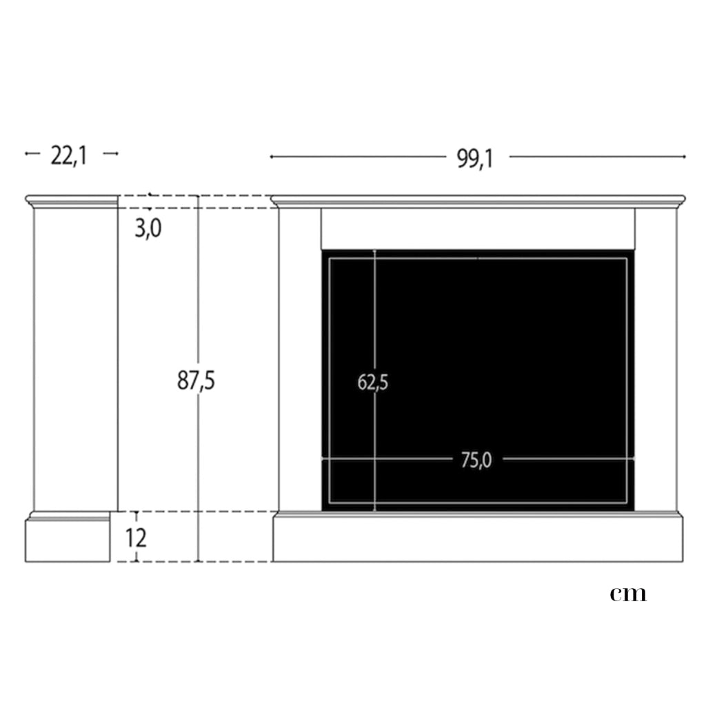 Cornice in MDF marrone per caminetti elettrici da 60 cm e 75 cm compatibile con inserti MPC Camillo Marrone