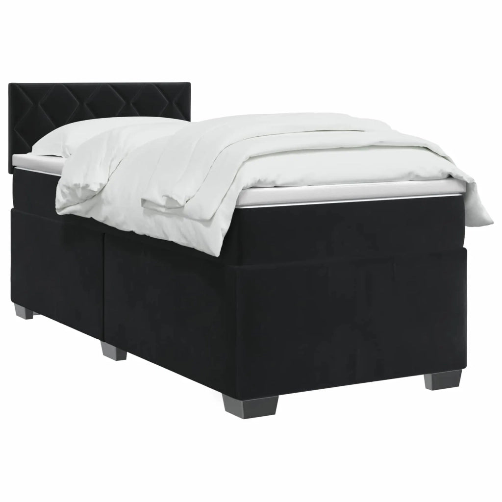Letto box spring con materasso Nero 90 x 190 cm Velluto 3450628