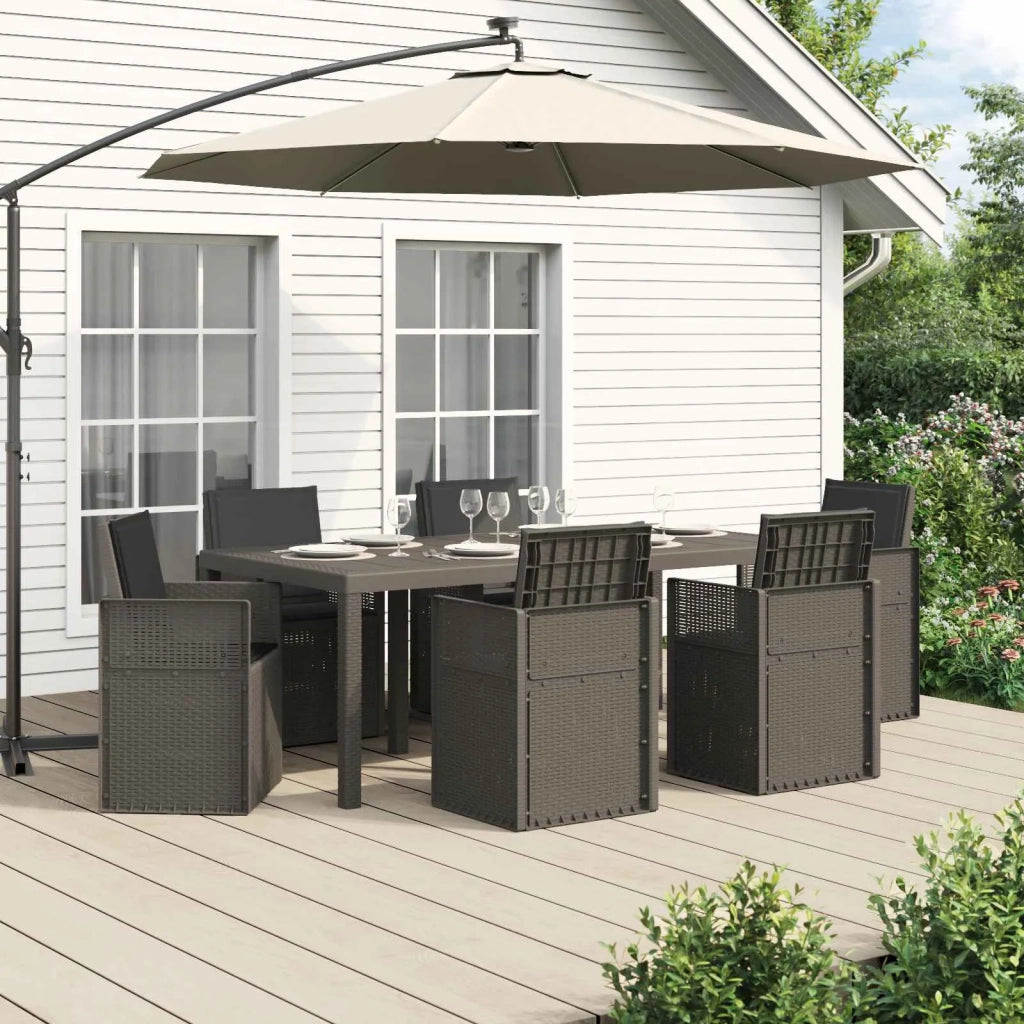 Set da Pranzo per Giardino 7 pcs Grigio chiaro e Antracite PP 3430084