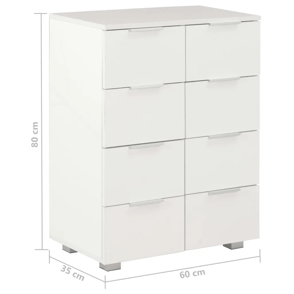 Credenza Bianco Lucido 60x35x80 cm in Legno Multistrato 283712
