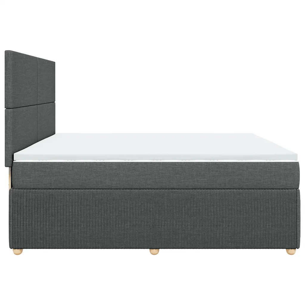 Giroletto a Molle con Materasso Grigio Scuro 200x200 cm Tessuto