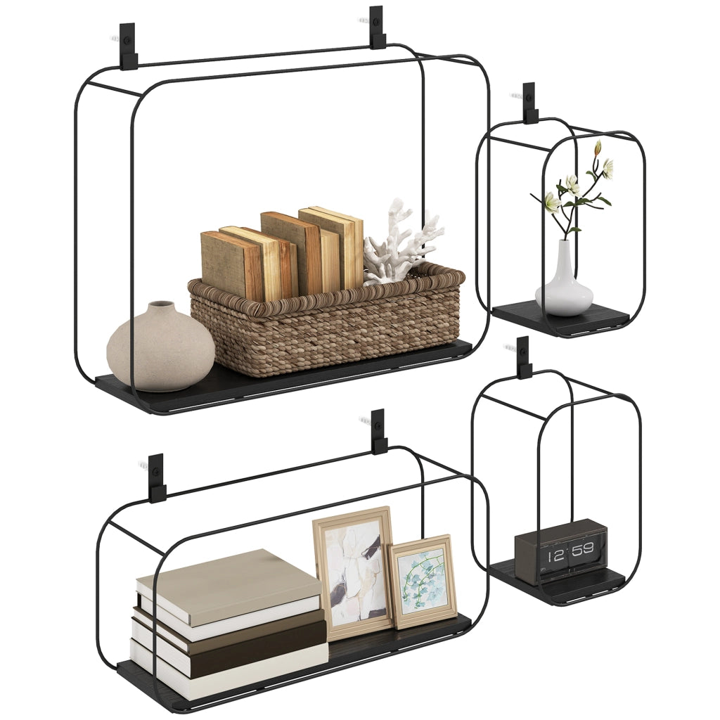 Libreria a muro ¨C zephmum ¨C metallo, nero, 4 scaffali