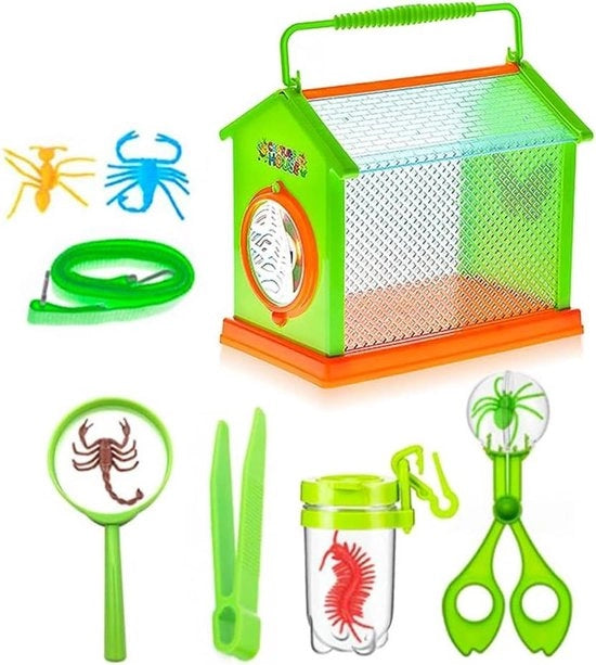 Kit di avventura all'aperto per bambini | Scatola per osservazione insetti con rete e lente d'ingrandimento | Scopri e osserva gli insetti in modo divertente | Set completo da 12 pezzi con tutto ciò di cui hai bisogno