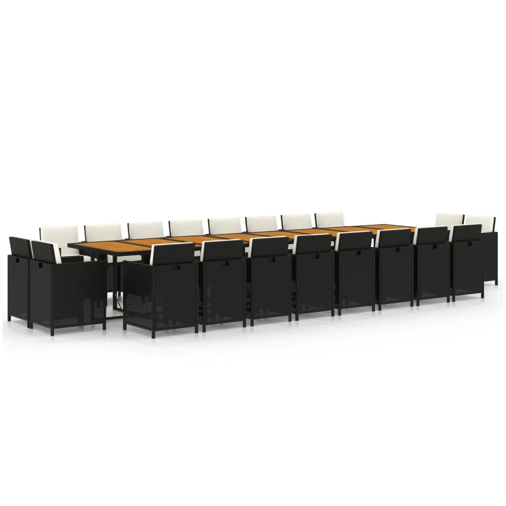 Set da Pranzo da Giardino 21 pz con Cuscini in Polyrattan Nero 3095682