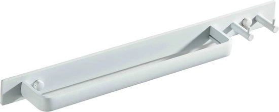 Supporto asciugamano senza forare, bianco, supporto asciugamano, adesivo, 42 cm, fissaggio alla parete laccato, 2 ganci, bagno e cucina