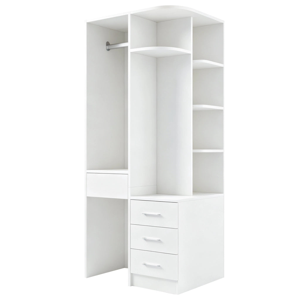 Armadio ¨C Minimal ¨C Bianco in legno con ripiani e appendiabiti 70x55x175 cm