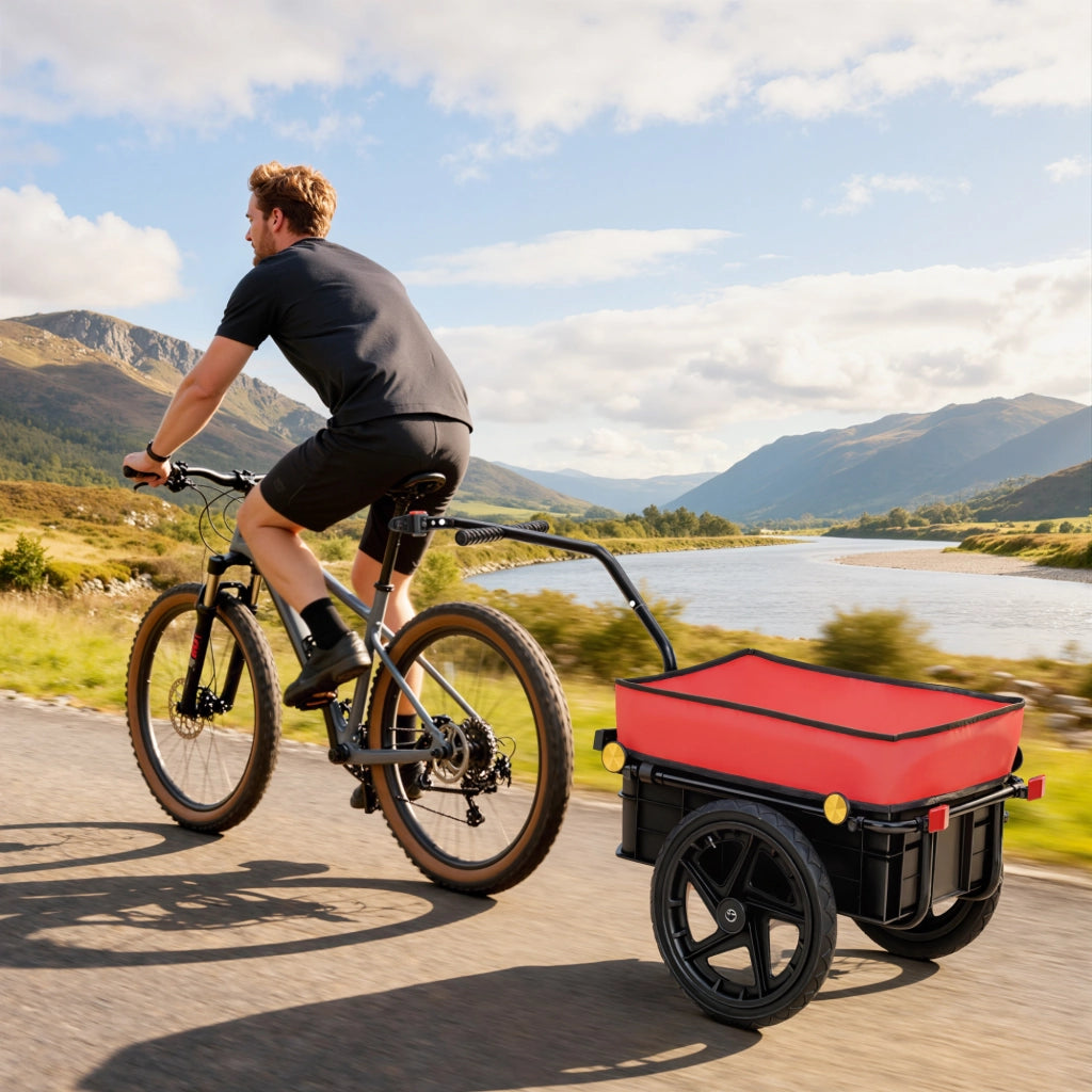 Carrello Bicicletta 40 kg Tela Oxford Riflettori ¨C zephmum ¨C 144x59x80 cm Rosso Nero