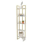Libreria Giraffa, Scaffale da ufficio, Mobile portalibri, Biblioteca, 45x22h180 cm, Bianco e Oro
