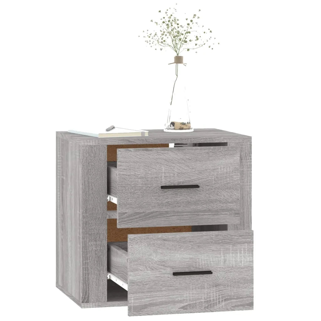 Comodino a Muro Grigio Sonoma 50x36x47 cm