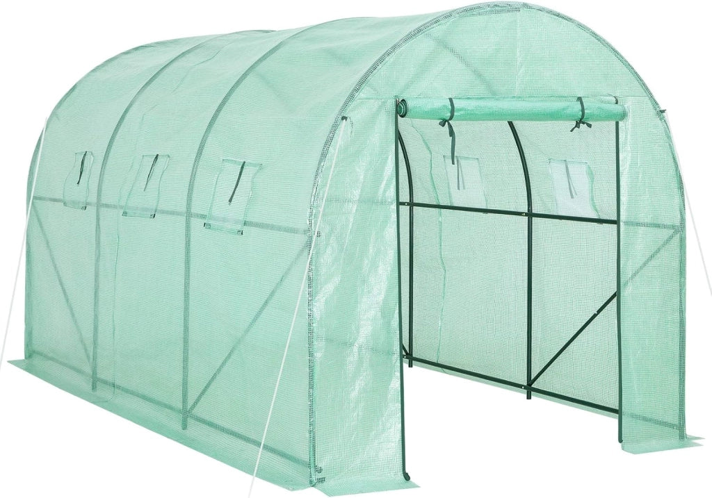 Serra da Giardino 7m² Porta Arrotolabile 6 finestre Serre Tunnel Piante Orto Giardinaggio 350x200x200cm