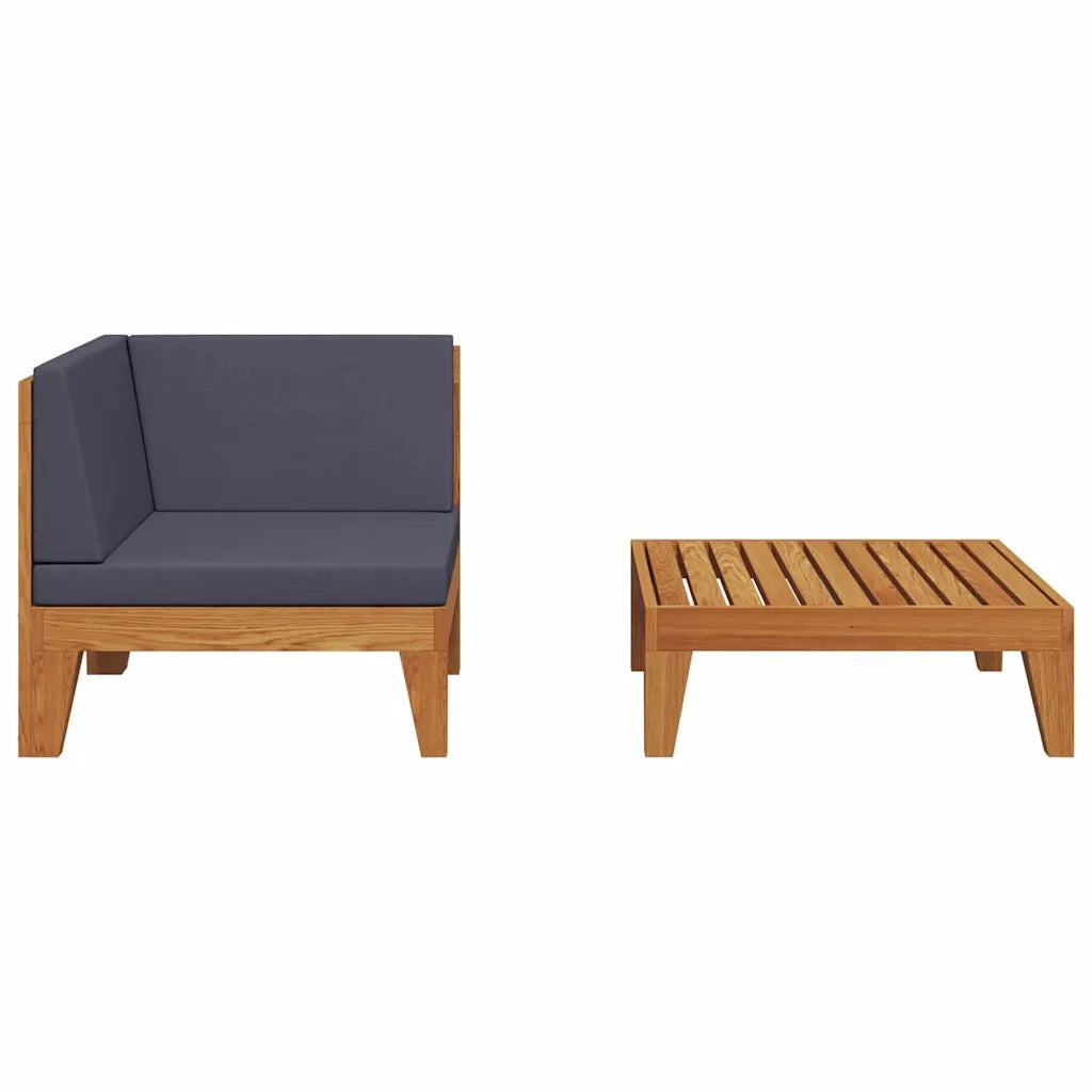 Set Divani da Giardino 2 pz con Cuscini in Massello di Acacia 312147