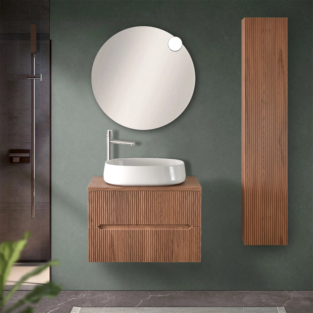 Mobile bagno sospeso cannettato 70 cm noce con top Bali