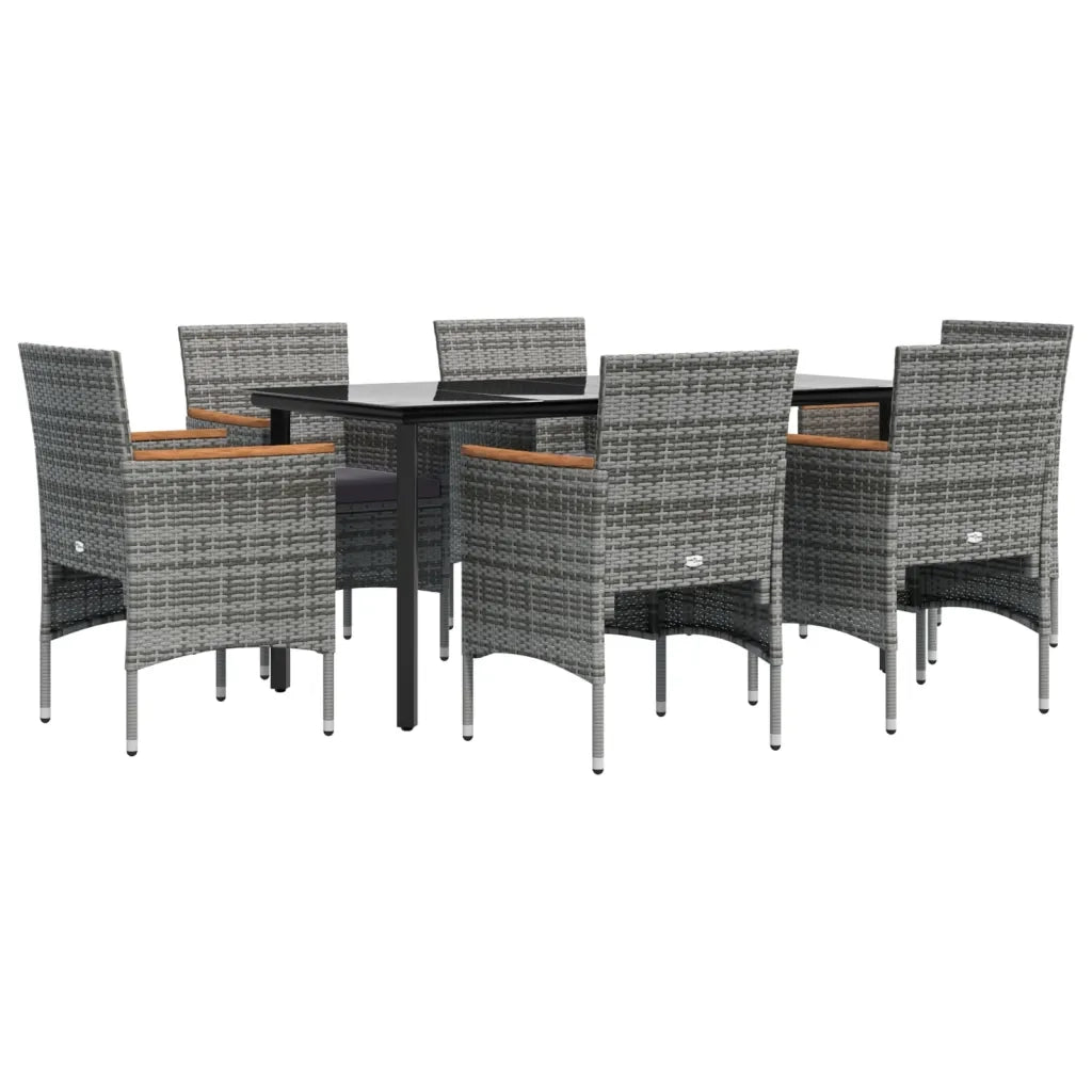 Set da Pranzo da Giardino 7 pz con Cuscini Grigio e Nero cod mxl 35866