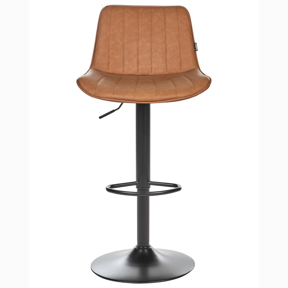 Set di 2 sedie da bar in pelle sintetica marrone gambe in acciaio nero senza braccioli set da pranzo salotto soggiorno moderno