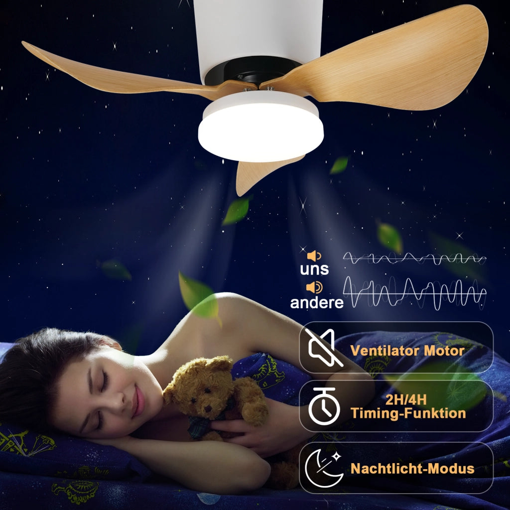 ZMH Ventilatore da soffitto con illuminazione e telecomando Lampada da soffitto LED dimmerabile da 23 W con ventilatore
