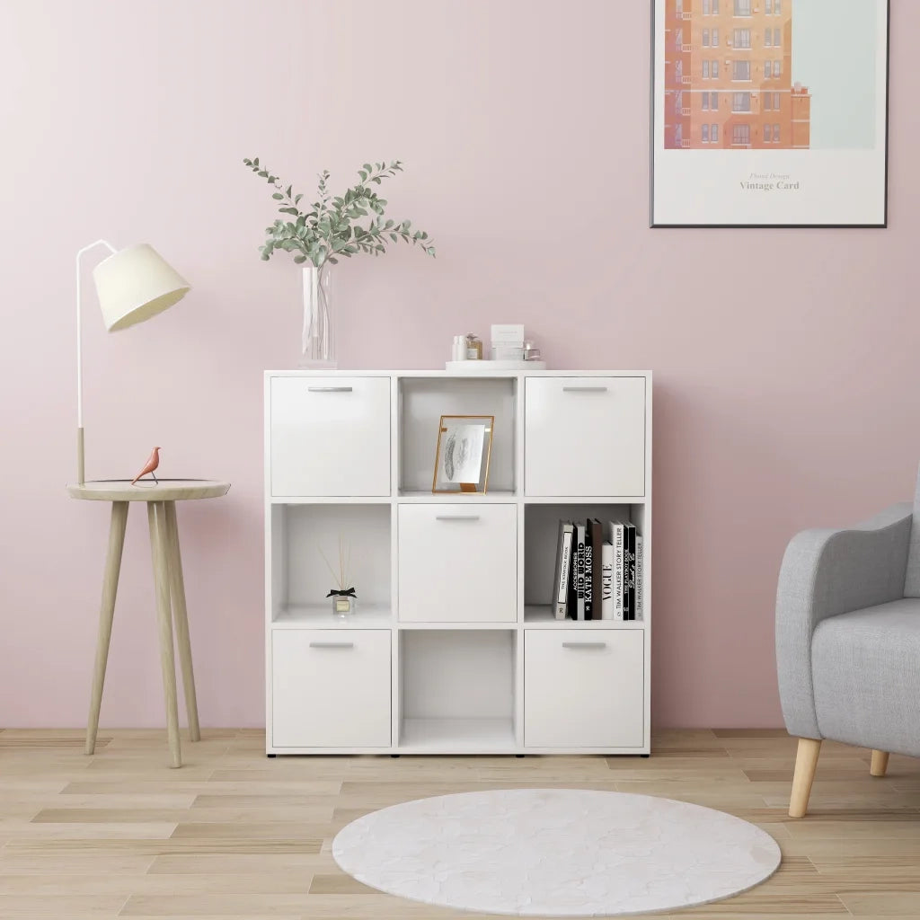 Libreria-Scaffale per Libri-Mobile di Stoccaggio Bianca 90x30x90 cm in Legno Multistrato