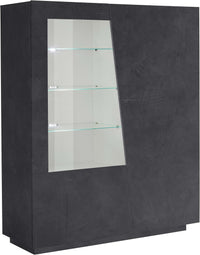 Mobile Vetrina VEGA L 120 x H 146 x P 43 cm grigio ardesia