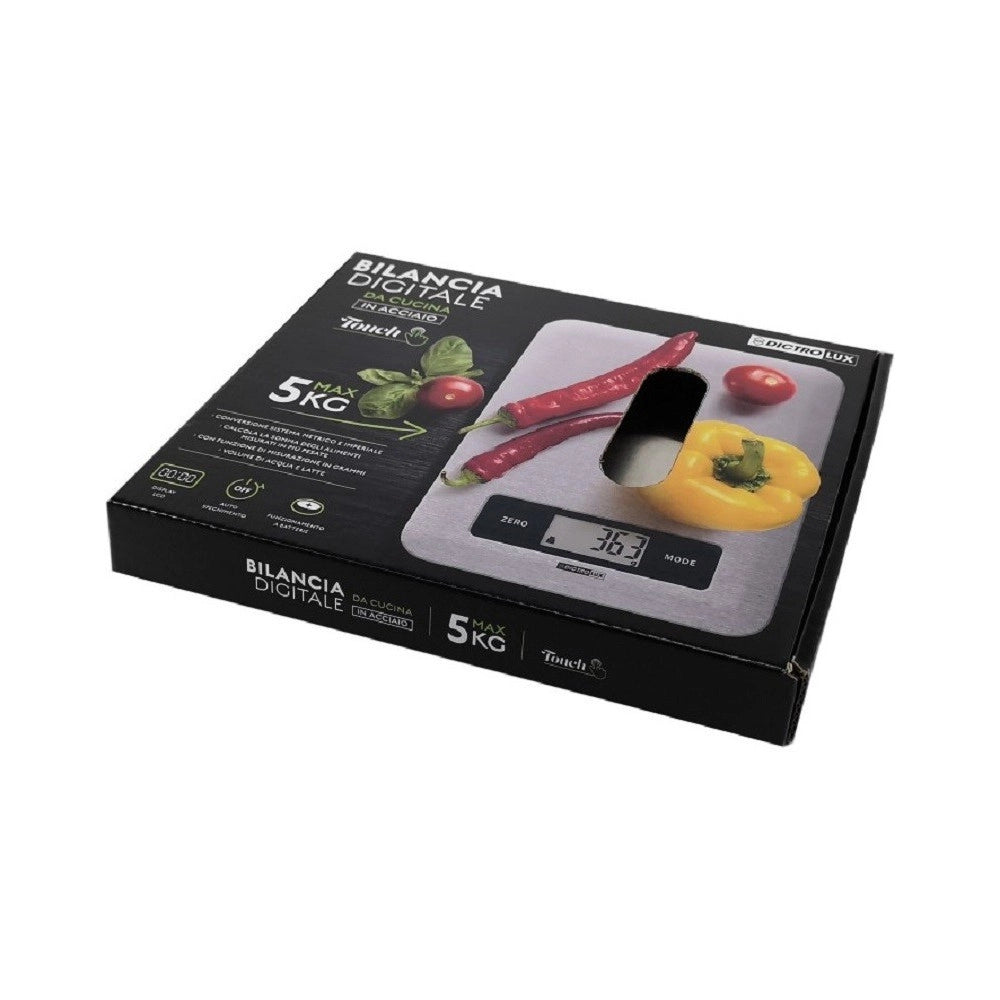 Trade Shop - Bilancia Da Cucina Digitale Touch In Acciaio Portata Max. 5kg Display Lcd 580022 -