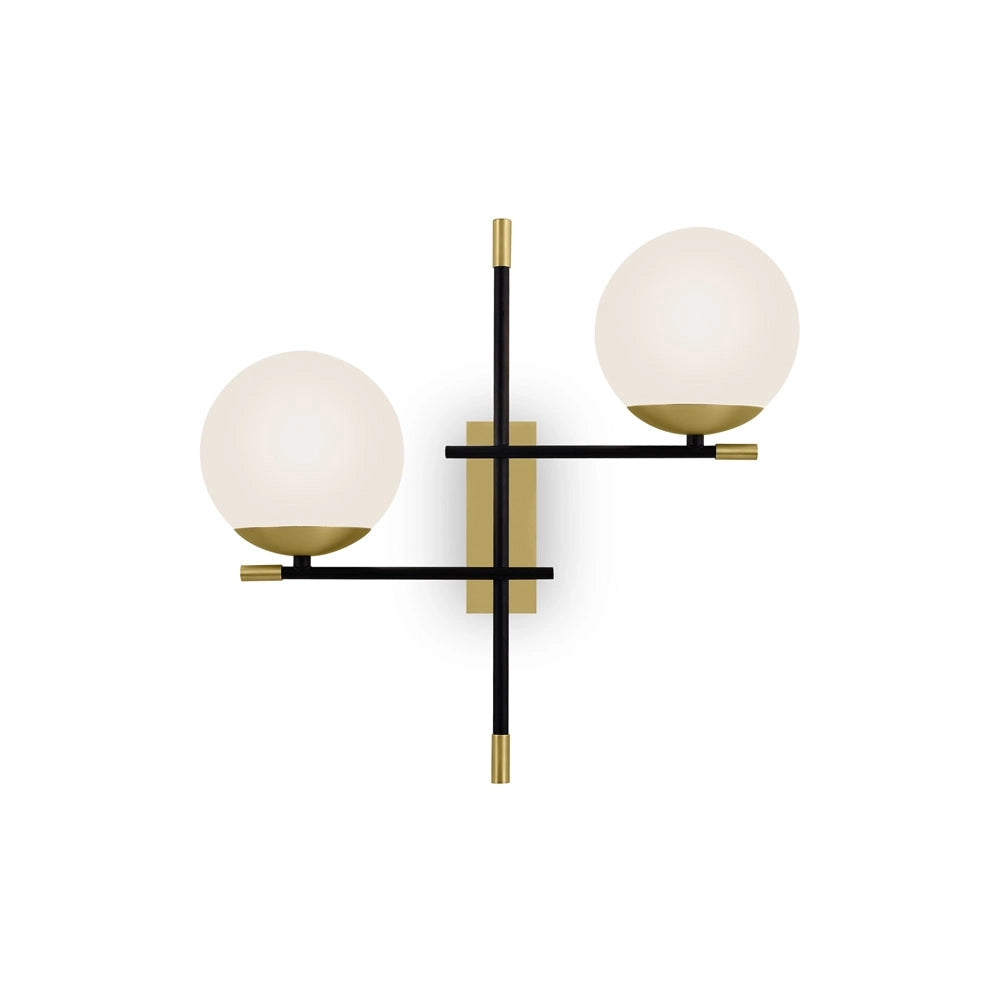 Applique Contemporanea Nostalgia Metallo Oro 2 Luci Diffusori Bianchi