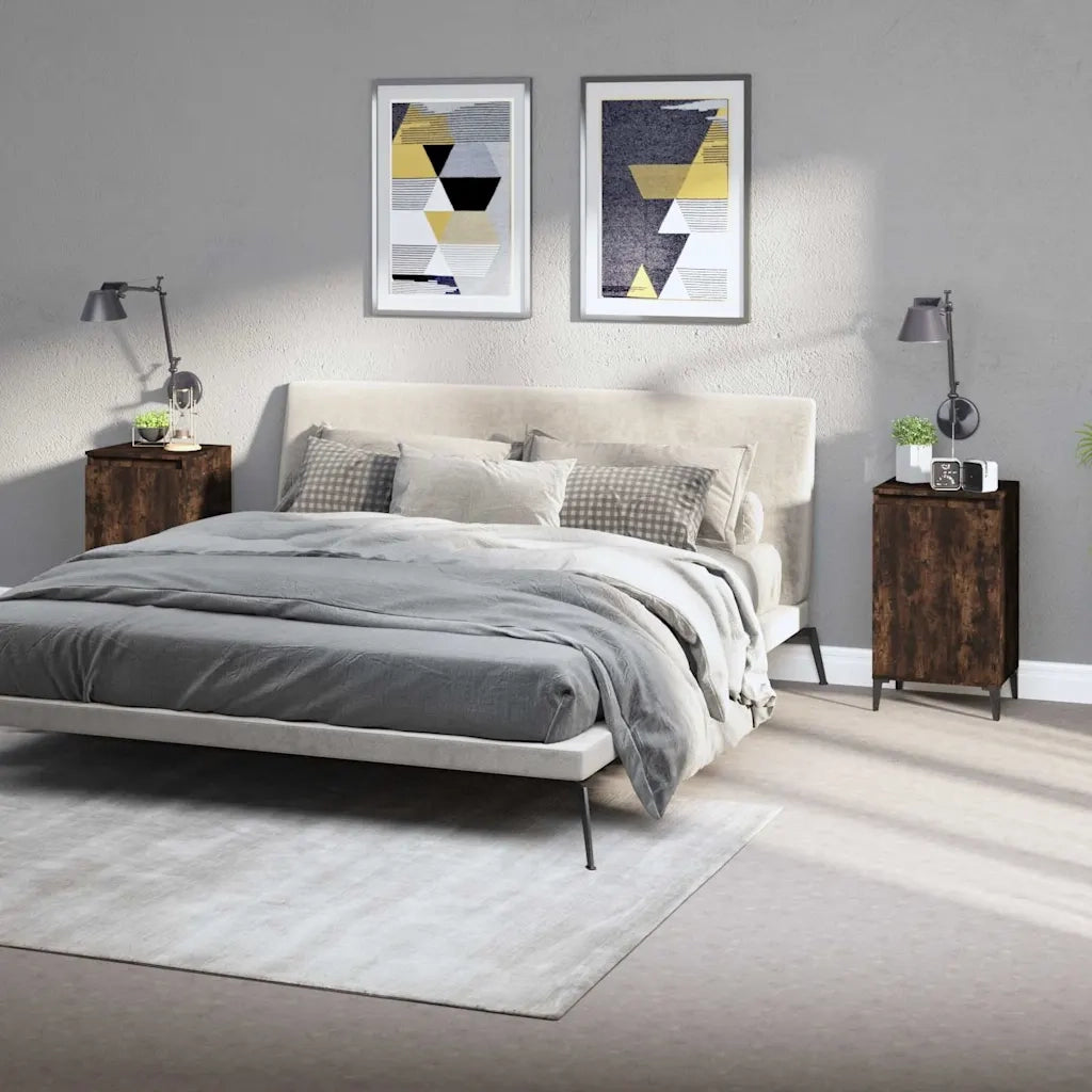 Comodini 2 pz-Set di 2 Tavolino da notte Rovere Fumo 40x35x70 cm in Legno Multistrato 709635