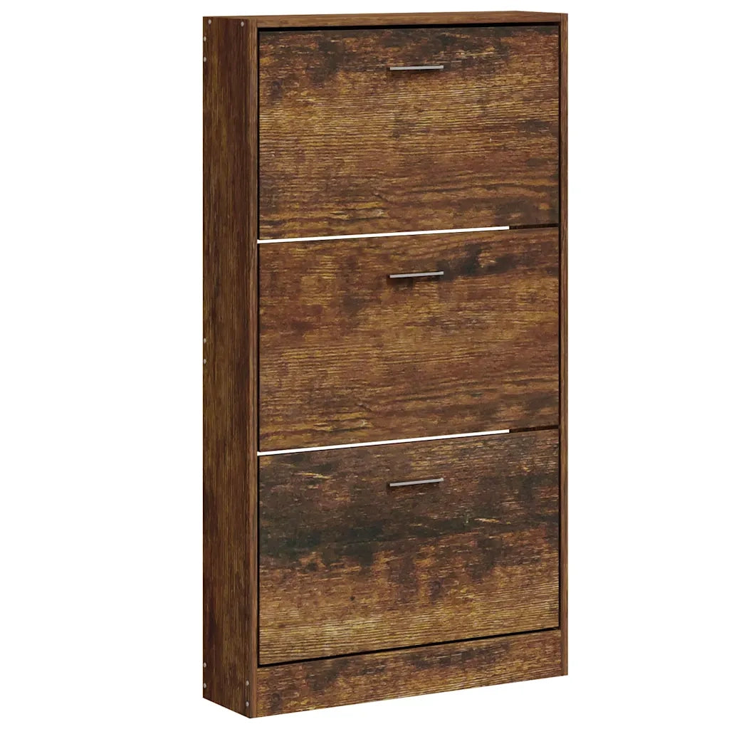 Scarpiera Rovere Fumo 59x17x108 cm in Legno Multistrato 342531