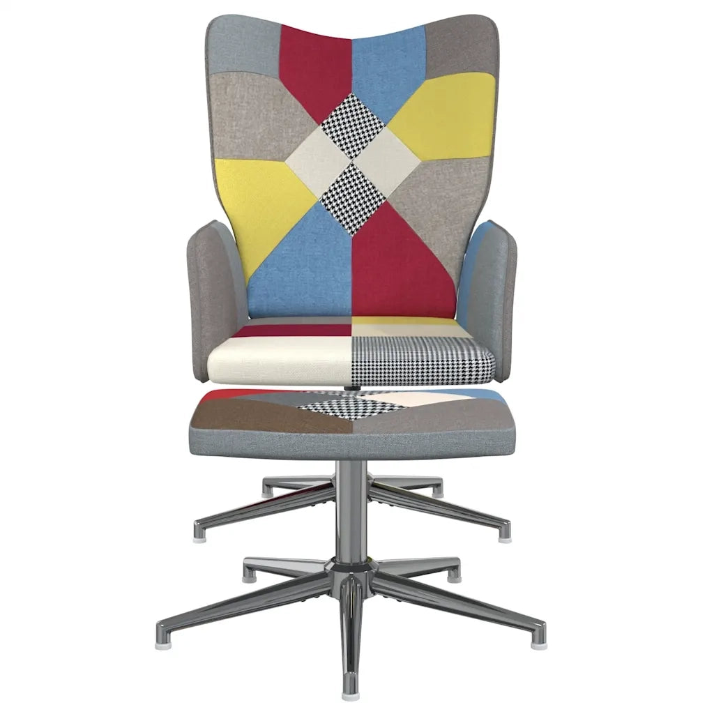 Poltrona Relax con Poggiapiedi in Tessuto Patchwork cod mxl 22891