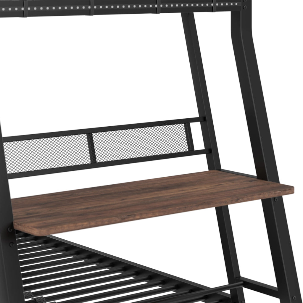 Letto a soppalco 90×200 cm; letto singolo con LED; 2 cassetti; scrivania; scala e barriera; senza materasso