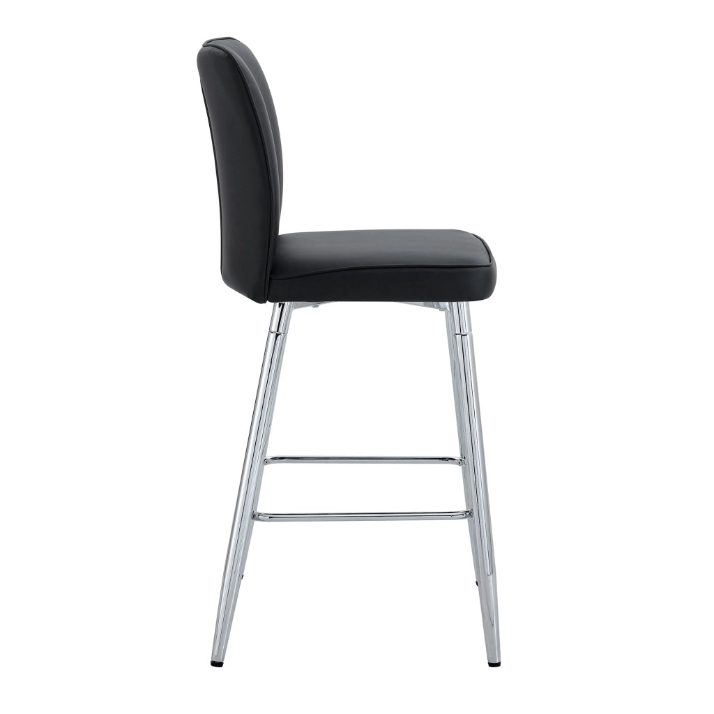 Set 2 Sedie da Bar ¨C MINIMAL ¨C Nero, PU, Schienale Ergonomico, Alto 101 cm