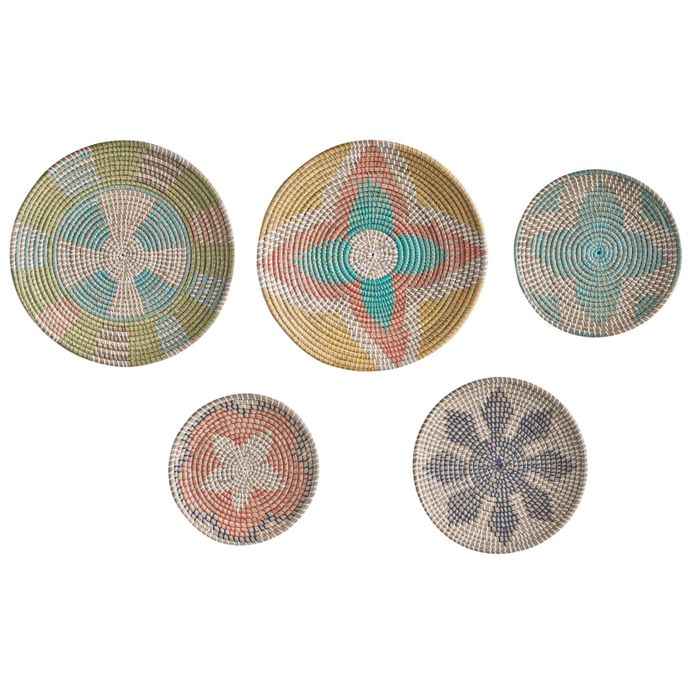 Set di 5 decorazioni da muro in alghe naturali fatte a mano con decorazioni da parete in stile africano