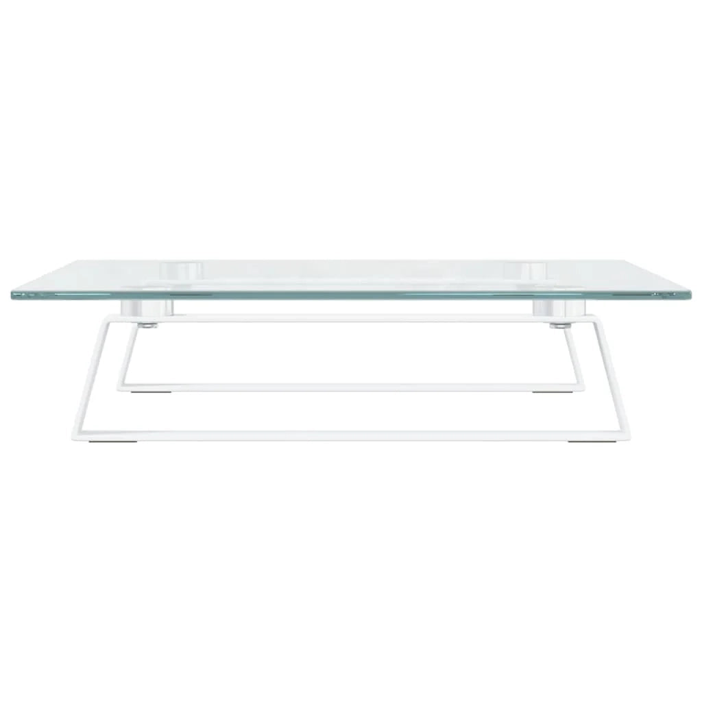 Supporto per monitor mobile da scrivania 40 x 35 x 8 cm vetro temperato e metallo bianco 02_0044861