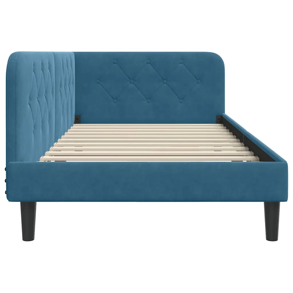 Cornice del letto ad angolo Blu 90 x 200 cm Velluto