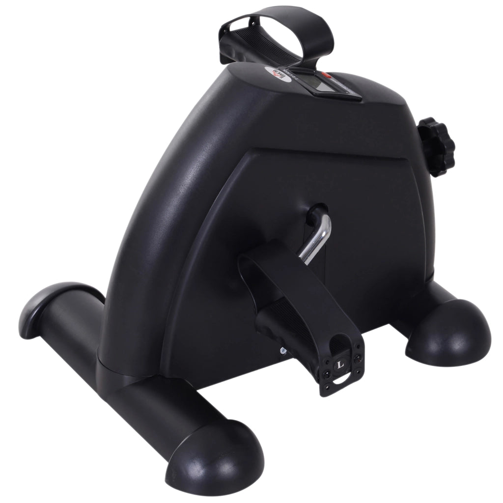 Mini cyclette con pedali, display LCD, in ghisa, nera, compatta (35x40x31 cm) per casa e fitness.
