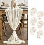 Set da tavola in gauze beige a 6 pezzi 80x300 cm, decorazione per tavola, decorazione interna, vacanza, matrimonio, festa, decorazione per compleanni