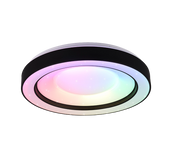 Plafoniera LED RGB effetto stelle, nero e cromo, 49x8 cm, Arco