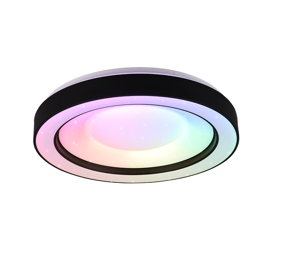 Plafoniera LED RGB effetto stelle, nero e cromo, 49x8 cm, Arco