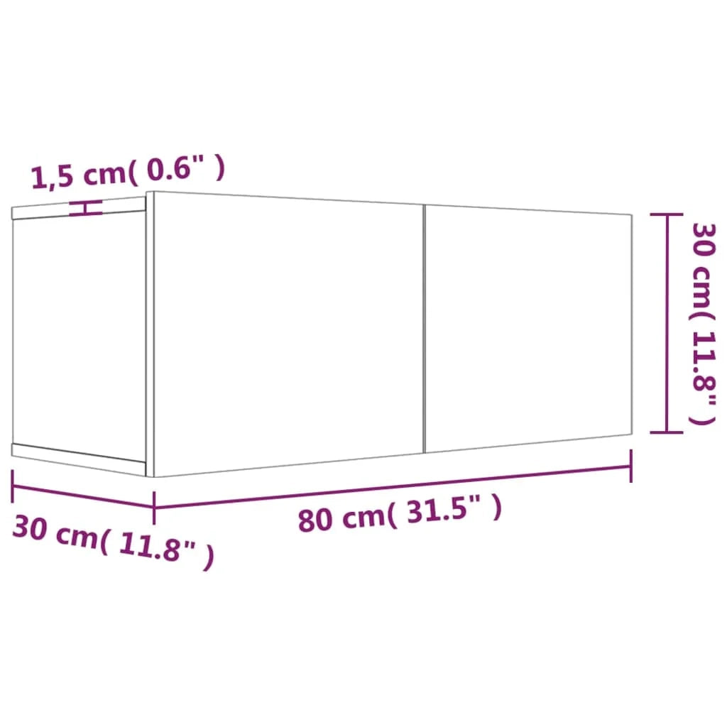 Mobile TV multimediale mensola TV credenza TV sala da pranzo soggiorno camera da letto rovere affumicato 80 x 30 x 30 cm legno ingegnerizzato marrone 02_0027381