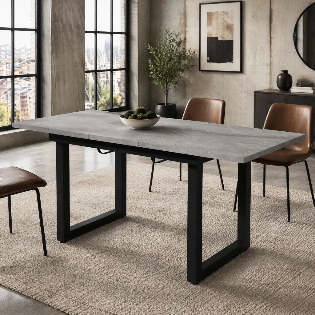 TAVOLO da pranzo allungabile 140/180 x 80 x 75 cm MDF grigio/nero stile industriale