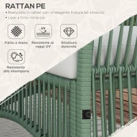 Set da Giardino in Rattan da 4 Pezzi con 2 Poltroncine, Divano e Tavolino da Caffè, Verde