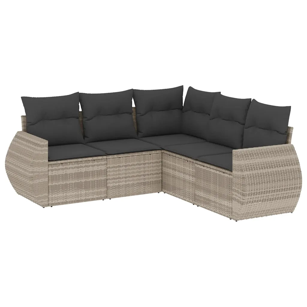 Set Divano da Giardino 5pz con Cuscini Grigio Chiaro Polyrattan 3253689