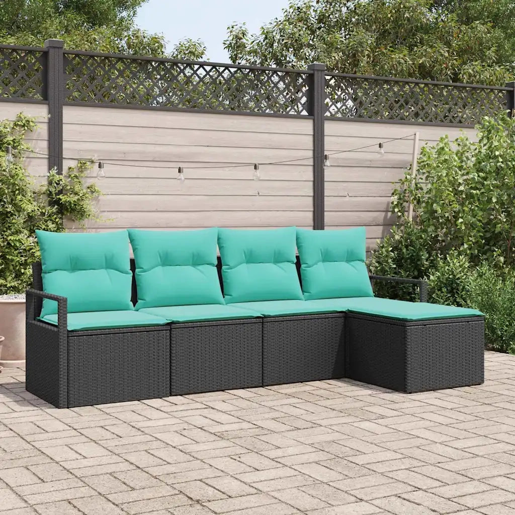 Set di divani 5 pz | Set Salotto da Giardino Nero polyrattan