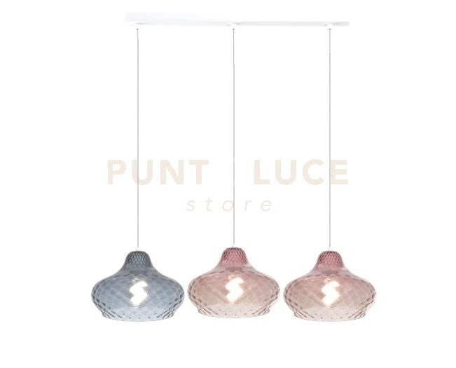 SOSPENSIONE BIANCO 3 LUCI RETTANGOLARE VETRI (2 X PICCOLO RU + 1 X PICCOLO ZA) 1191BI-S3 RP-ZR